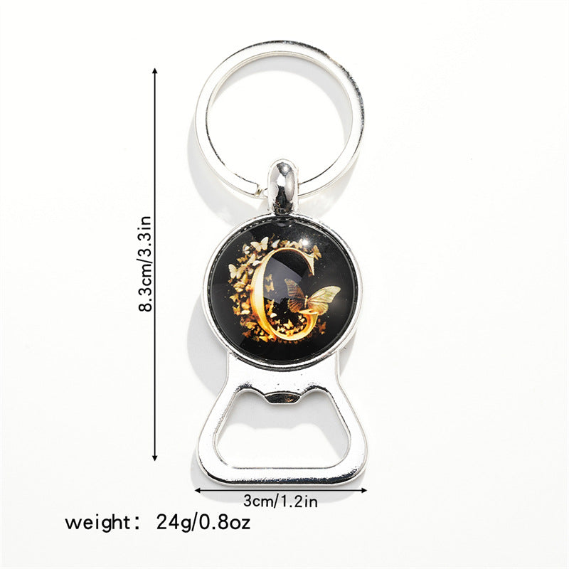 Wholesale Letter Butterfly Bottle Opener Time Gem Keychain