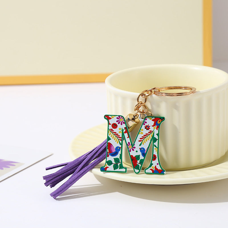 Wholesale Letter Colorful Tassel Zinc Alloy Keychain