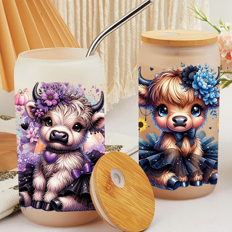 Wholesale Colorful flower calf   16oz Cup UV DTF Wraps