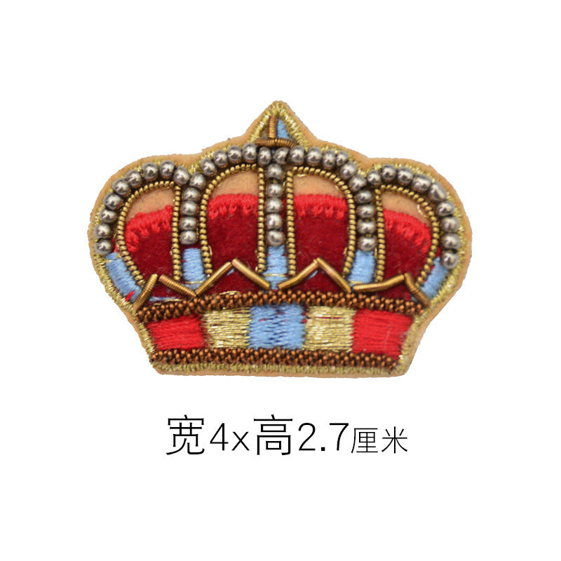 Wholesale 3pcs DIY Hand Embroidered Indian Silk Three-dimensional Crown Cloth Patch Hat Clothing Accessories FS