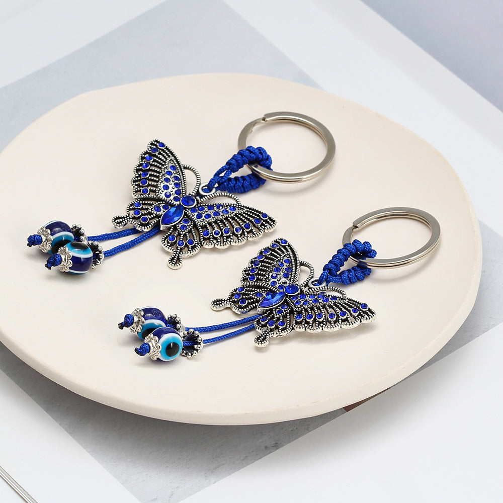 Wholesale Devil's Eye Butterfly Glass Keychains
