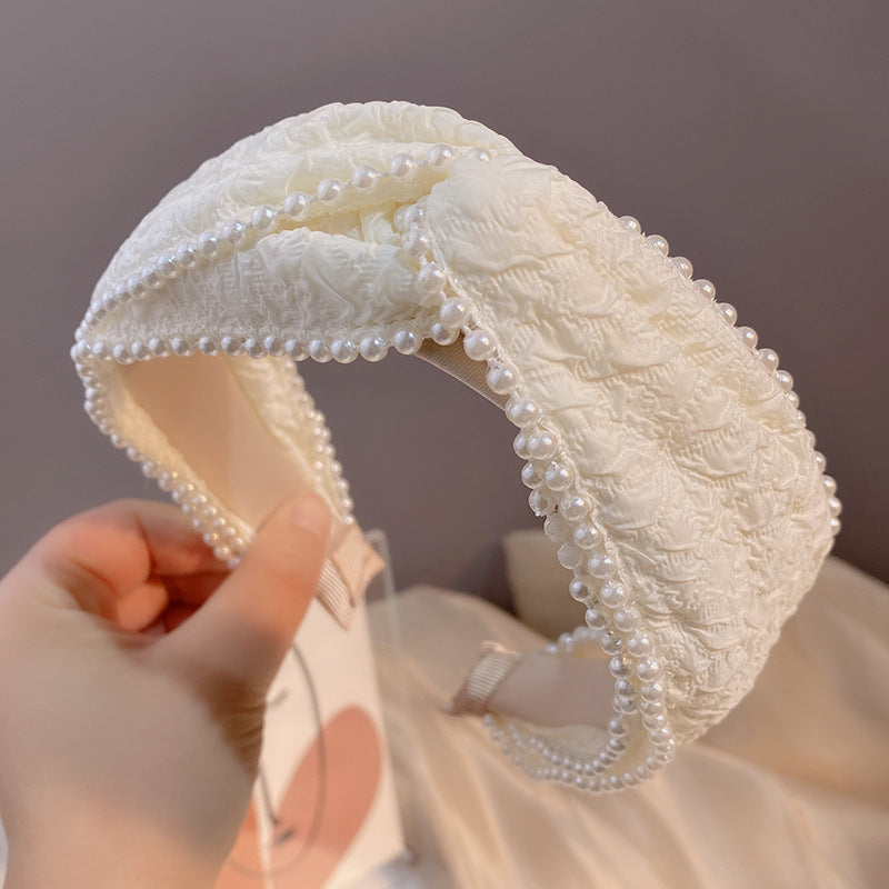 Wholesale Large Bow Cream White Simple Headband