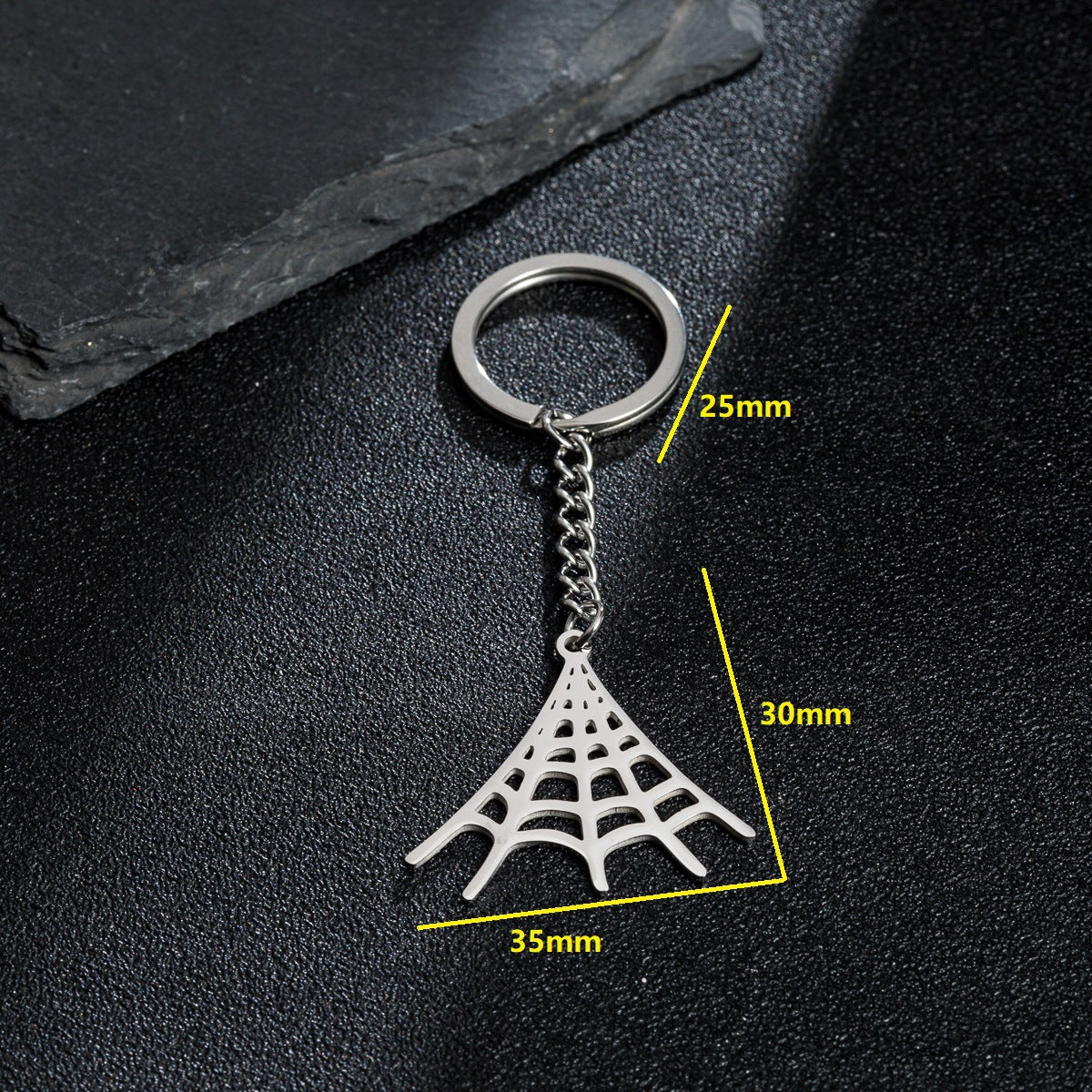 Wholesale Stainless Steel Punk Spider Web Keychain