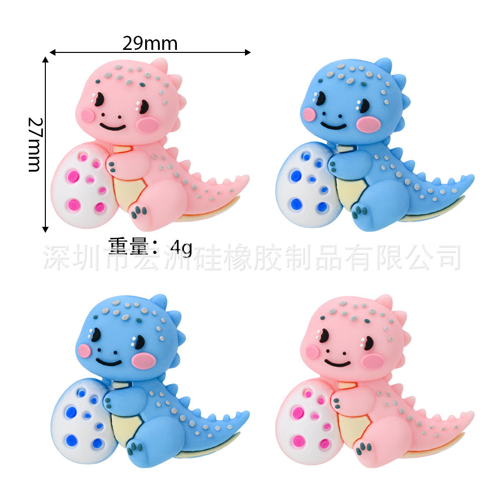 Wholesale 10pcs/ pack Dinosaur cartoon glue beads food grade silicone beads DIY