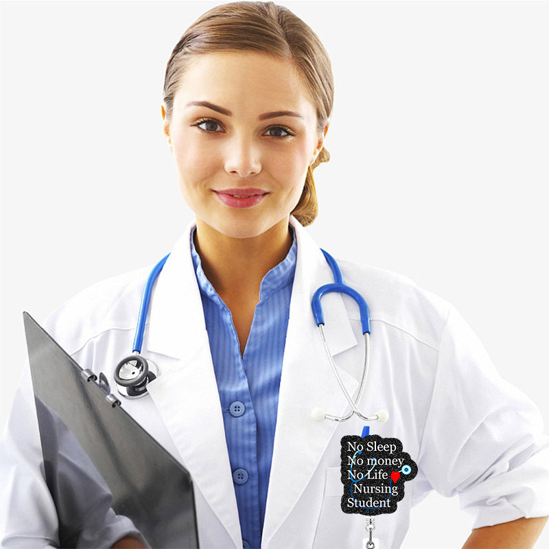 Wholesale Glitter Easy-pull Medical ID Retractable Keychain