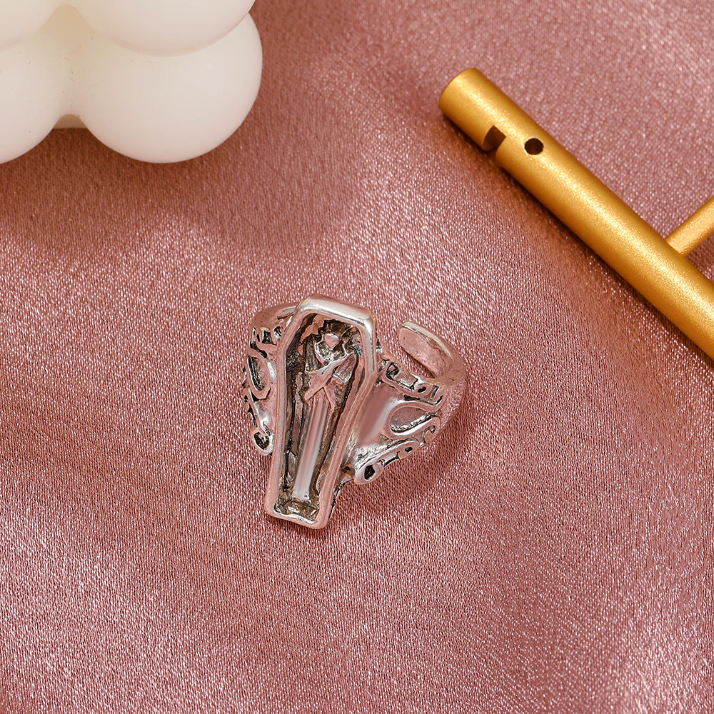 Anillos de aleación de aleación de ataúd gótico de Halloween al por mayor