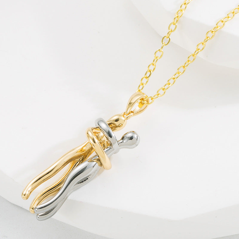 Wholesale Creative Couple Pendant Necklace Gold Plated Zircon Detachable Unisex Fashion Jewelry Gift