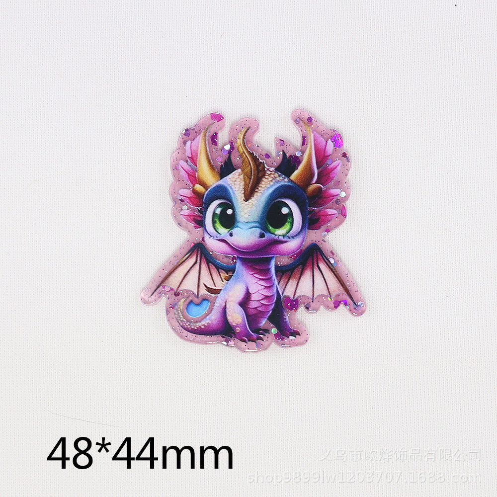Wholesale 10PCS FlatBack Cartoon Dragon Calf Letter Ornaments Acrylic DIY Patch Accessories