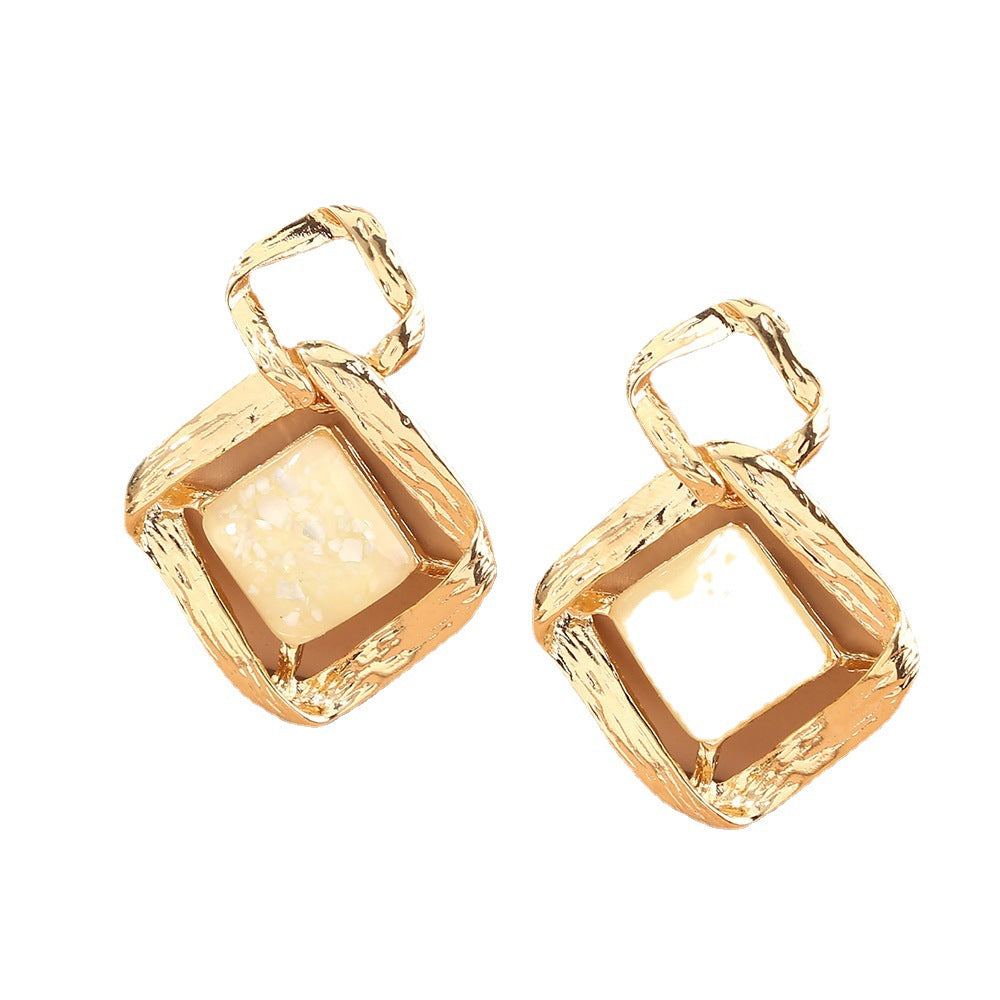 Wholesale Gold Rhombus Large Earrings