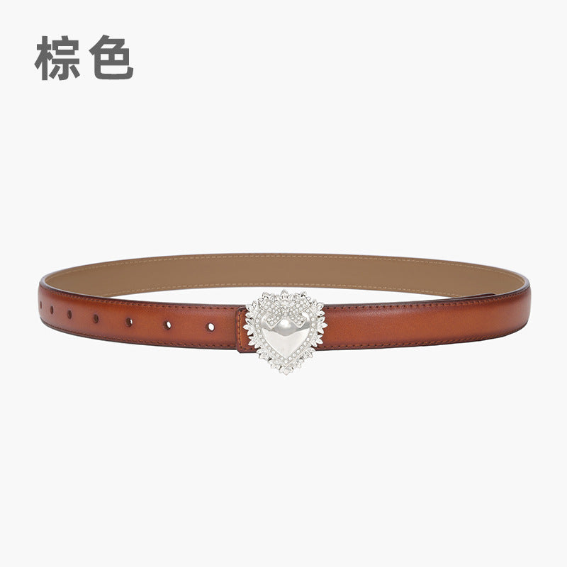 Wholesale Silver Love Buckle Genuine Leather Belt