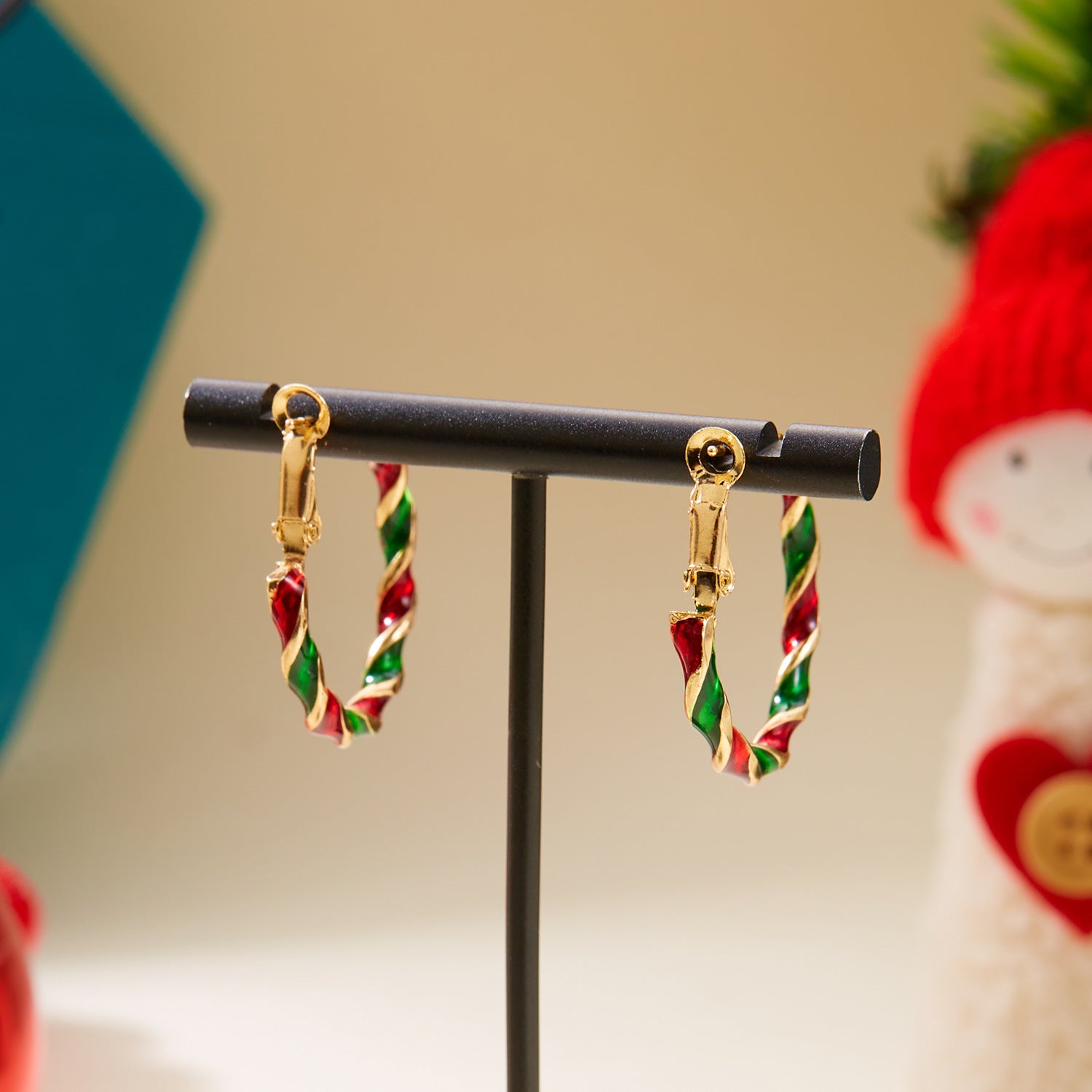 Wholesale Christmas Colorful Spiral Geometric Earrings