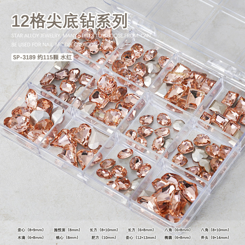 Wholesale Twelve-grid box nail art diamond decoration