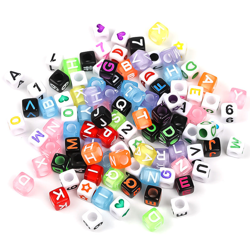 Wholesale 6mm 3100PCS/PACK Acrylic Letter Colored Square Loose Beads