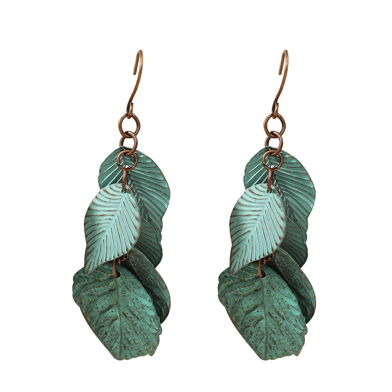 Wholesale Alloy Vintage Green Bohemian Hollow Flower Leaf Earrings For Women Party Gift
