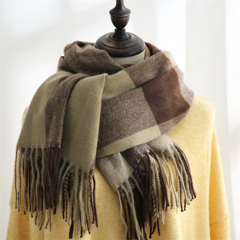 Wholesale Autumn and Winter Thickened Cashmere Plaid Scarves