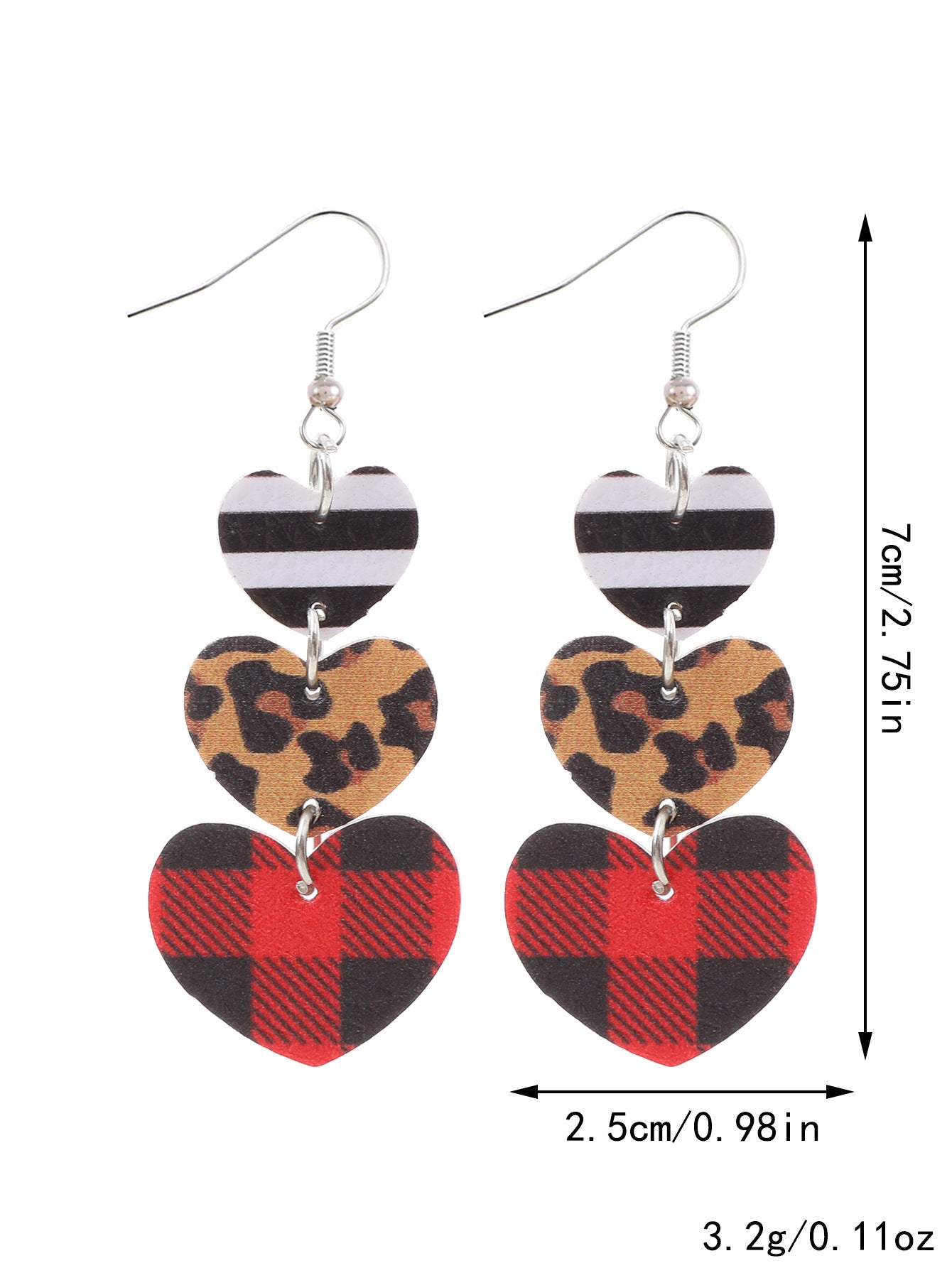 Wholesale Plaid Striped English Letter LOVE Wooden Heart-shaped Earrings