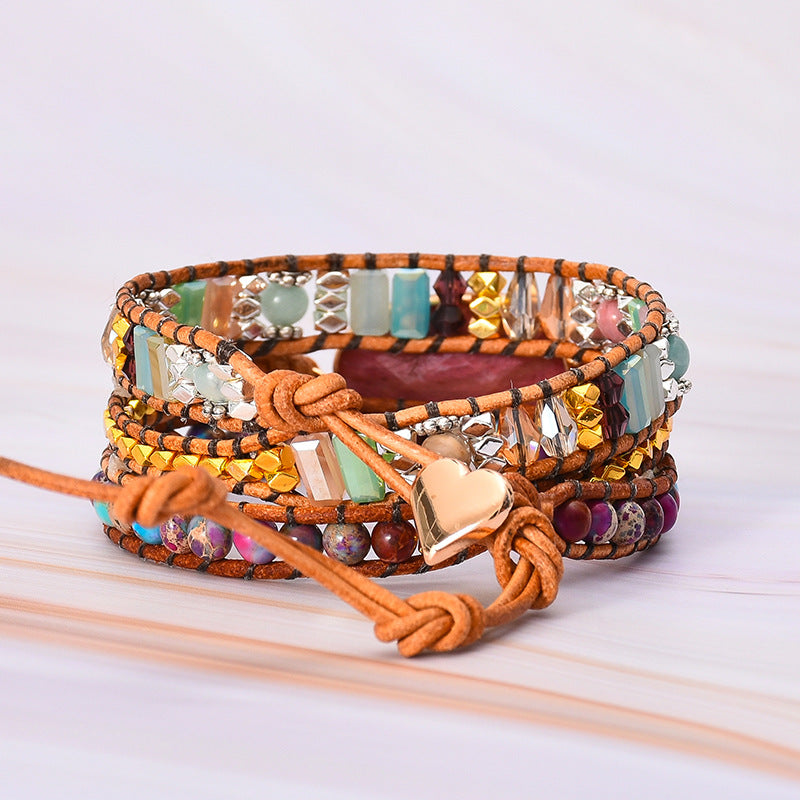 Wholesale Bohemian Natural Rhodolite Creative Multi-layer Bracelet