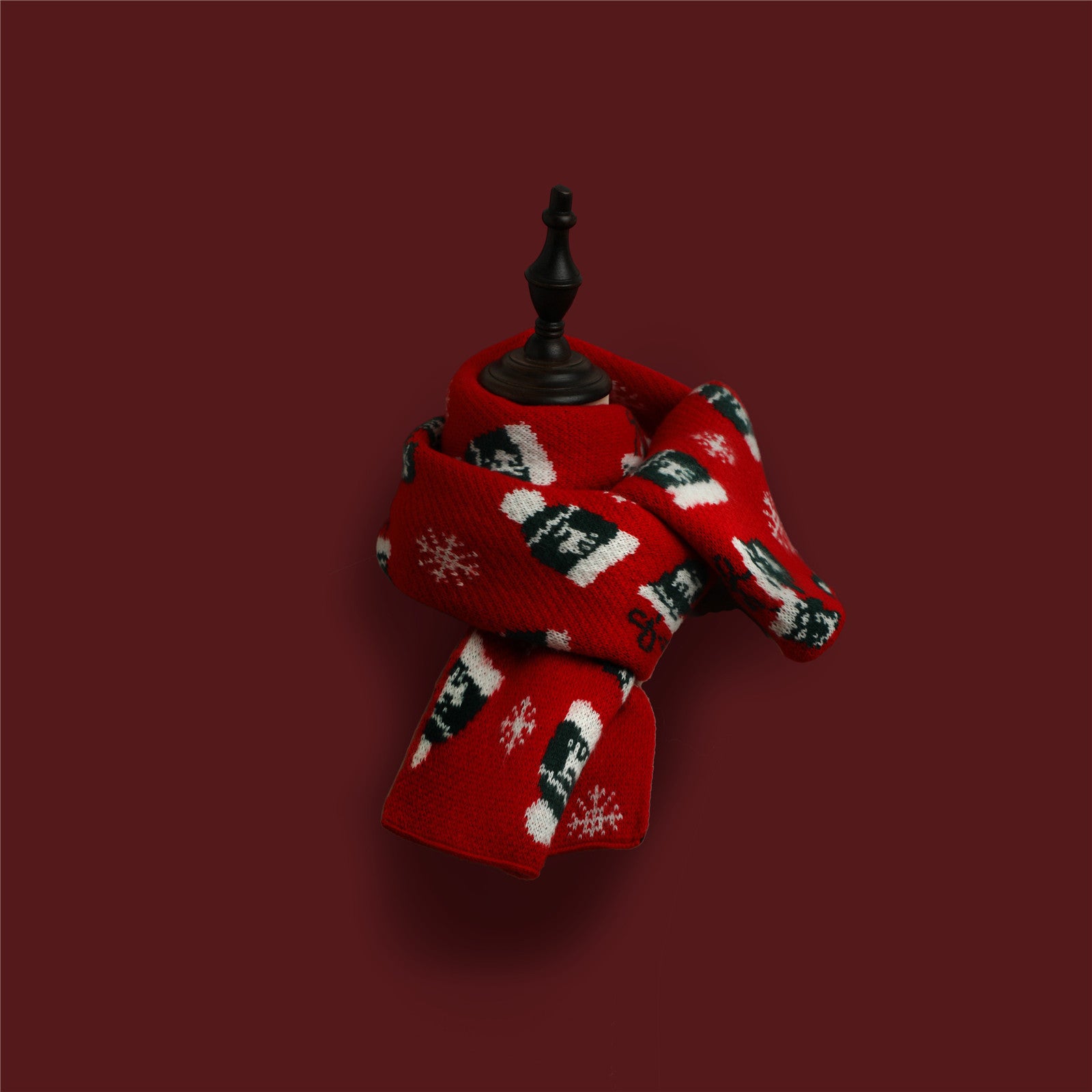 Wholesale Christmas Knitted Wool Red Scarf