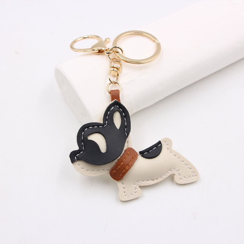 Wholesale Handmade French Bulldog Artificial Leather Keychain Bag Charm Pendant Decorative Accessory For Bags Keys Luggage