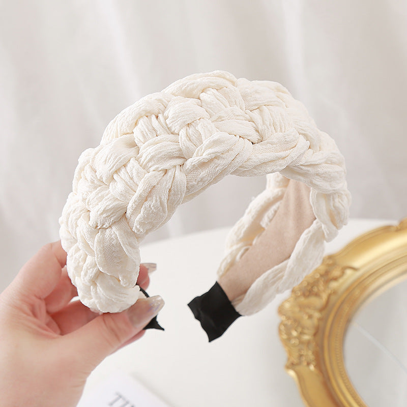 Wholesale Autumn and Winter Wide Version Knitted Double Color Block Headband