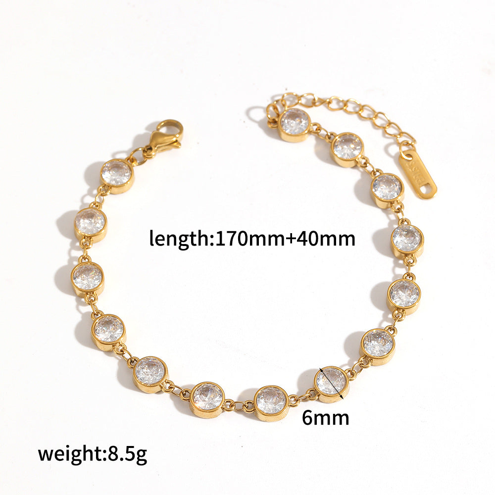 Wholesale Gold multi heart diamond studded stainless steel bracelet