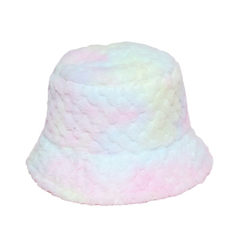Wholesale 2023 Winter New Plush Diamond Pattern Tie-dye Polyester Hat