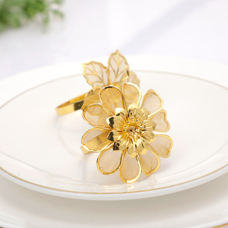 Wholesale Simulated Flower Stainless Steel Napkin Rings