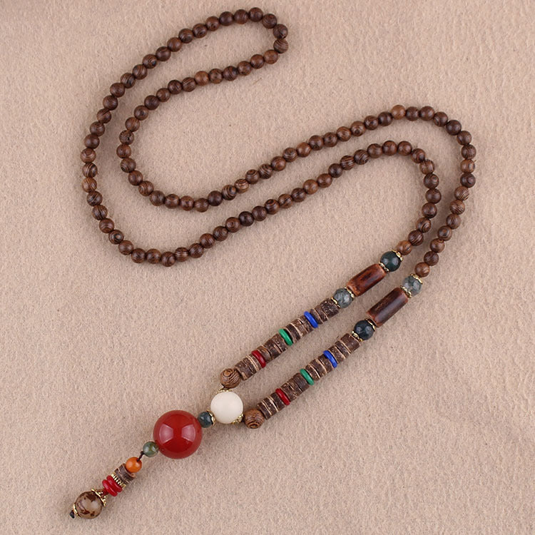Wholesale Ethnic Style Pendant Bodhi Pendant Wooden Bead Necklace