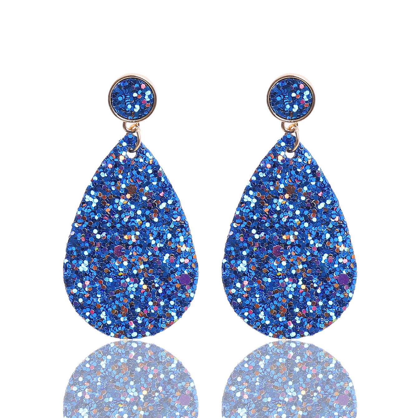 Wholesale Glitter Leather PU Drop Shape Earrings