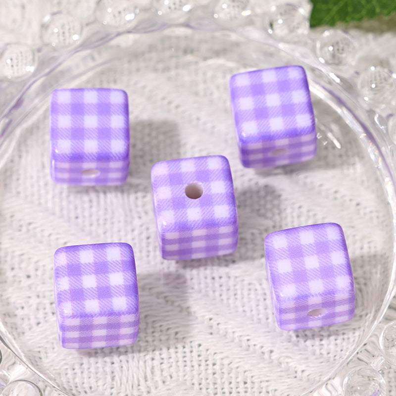 Wholesale 10pcs Colored checkered squares Acrylic Beads