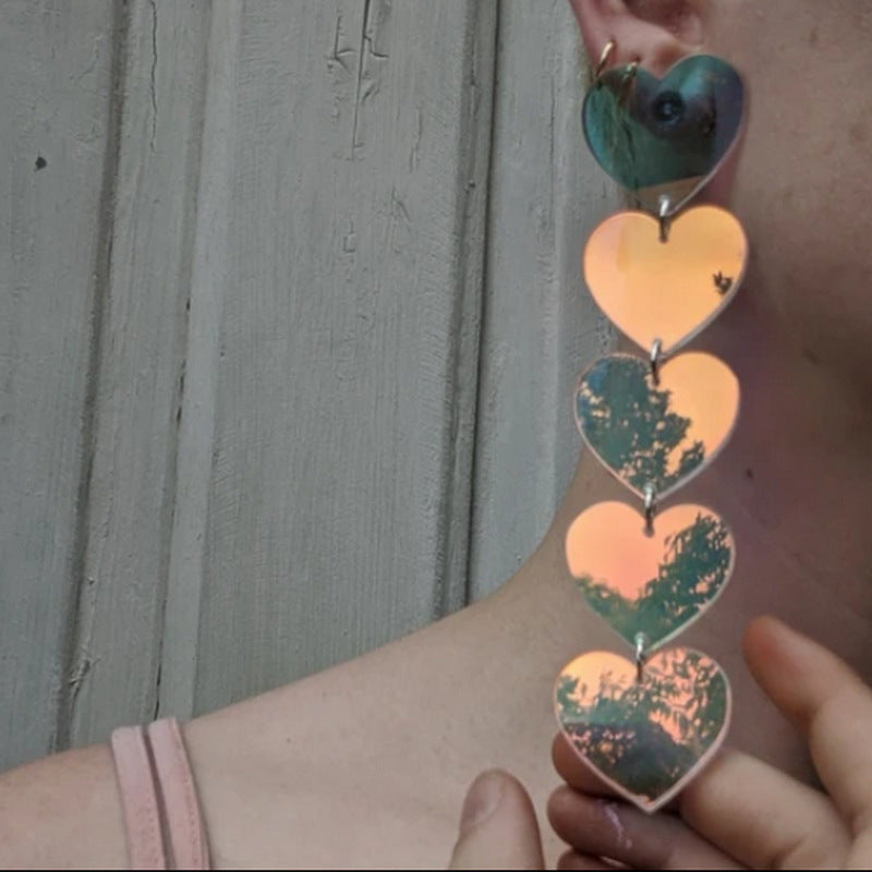 Wholesale Acrylic laser colorful heart earrings