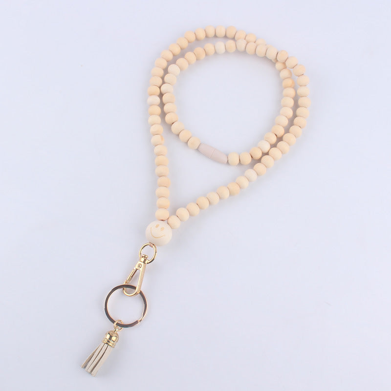 Wholesale Boho Teacher Nurse Badge Wooden Beads Beaded Keychain