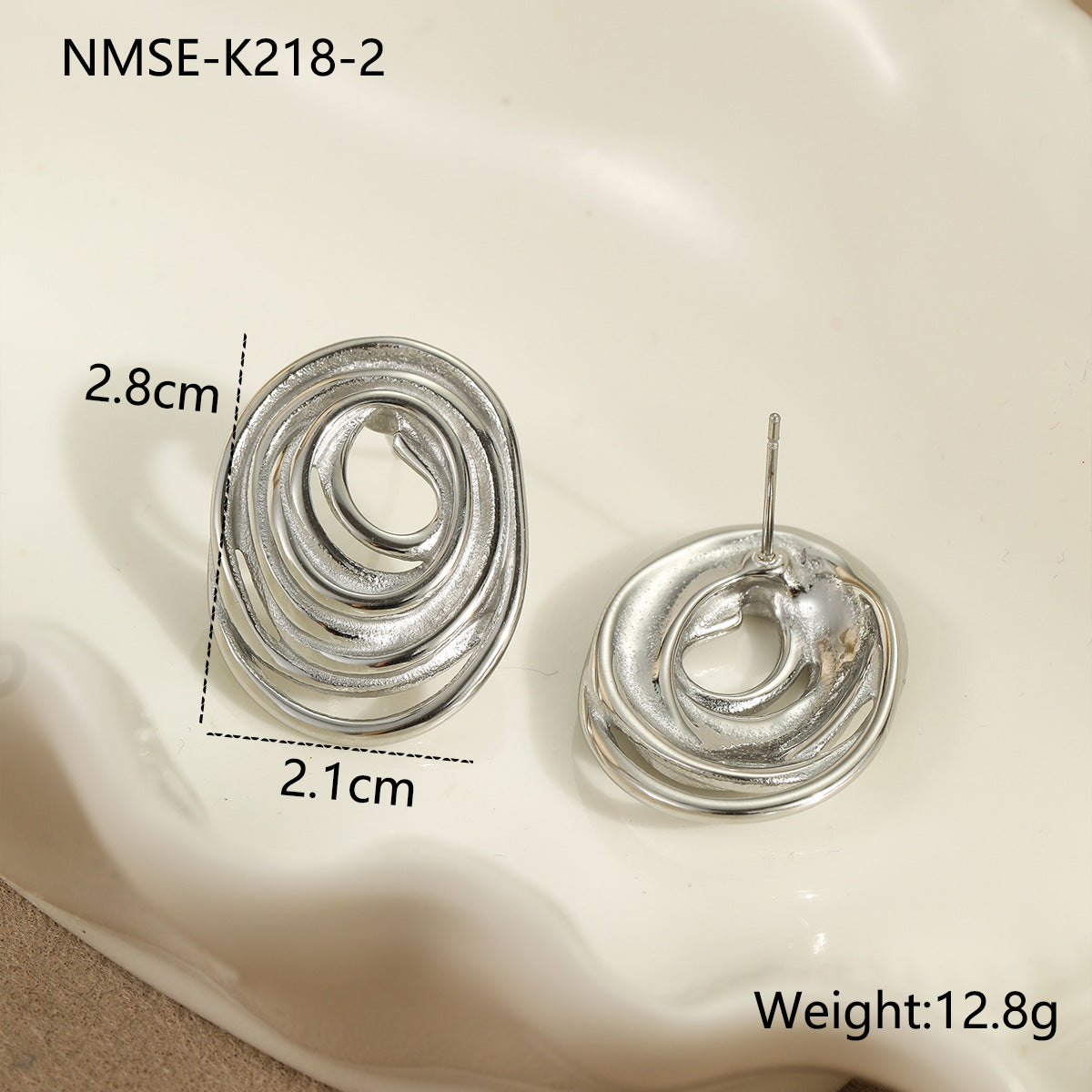 Wholesale  Asymmetric heart-shaped circle Stainless Steel Earrings