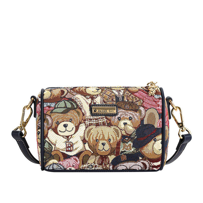 Wholesale Simple Bear One Shoulder Crossbody Canvas Bag
