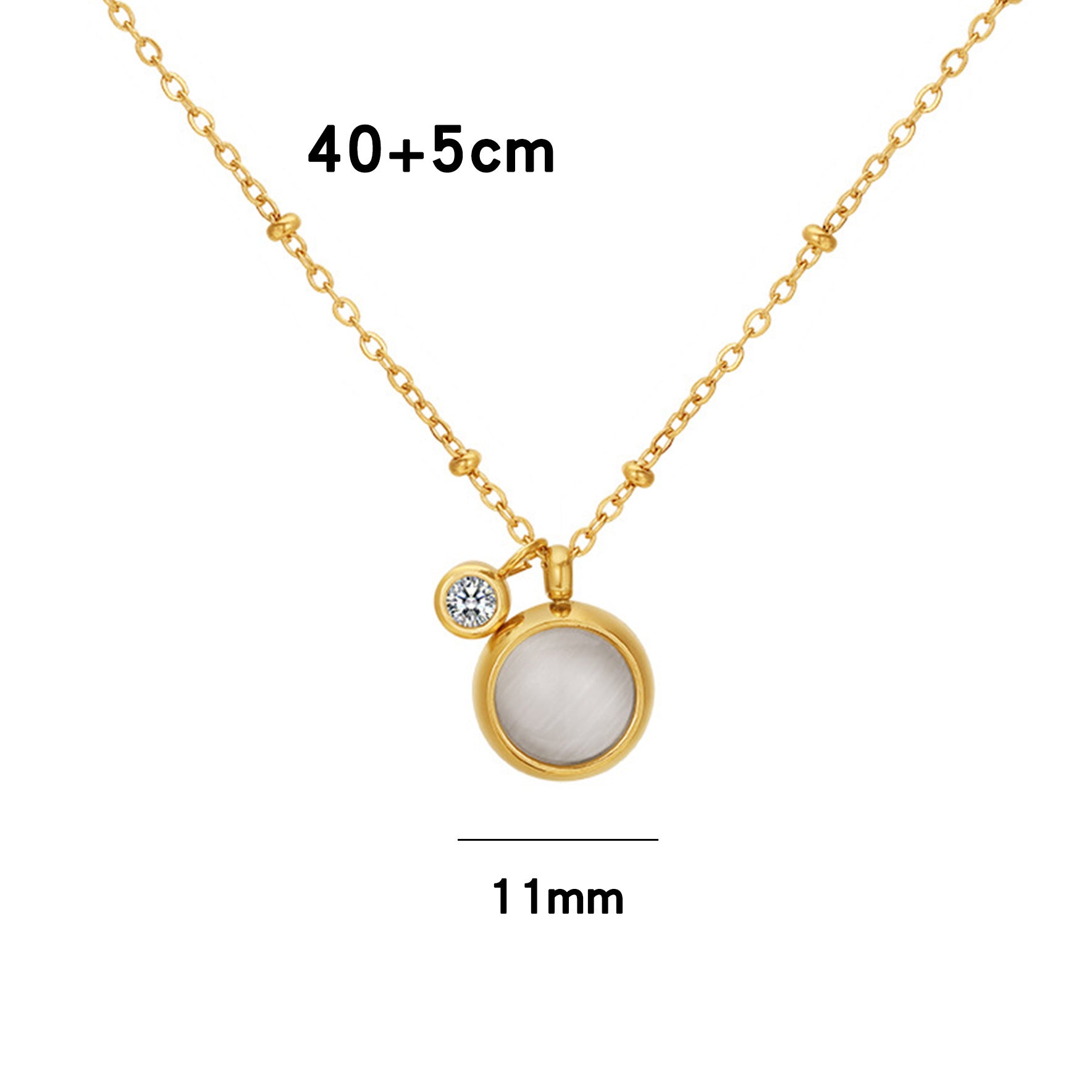 Wholesale Retro Round Brand Natural Stone Titanium Steel Necklace Clavicle Chain