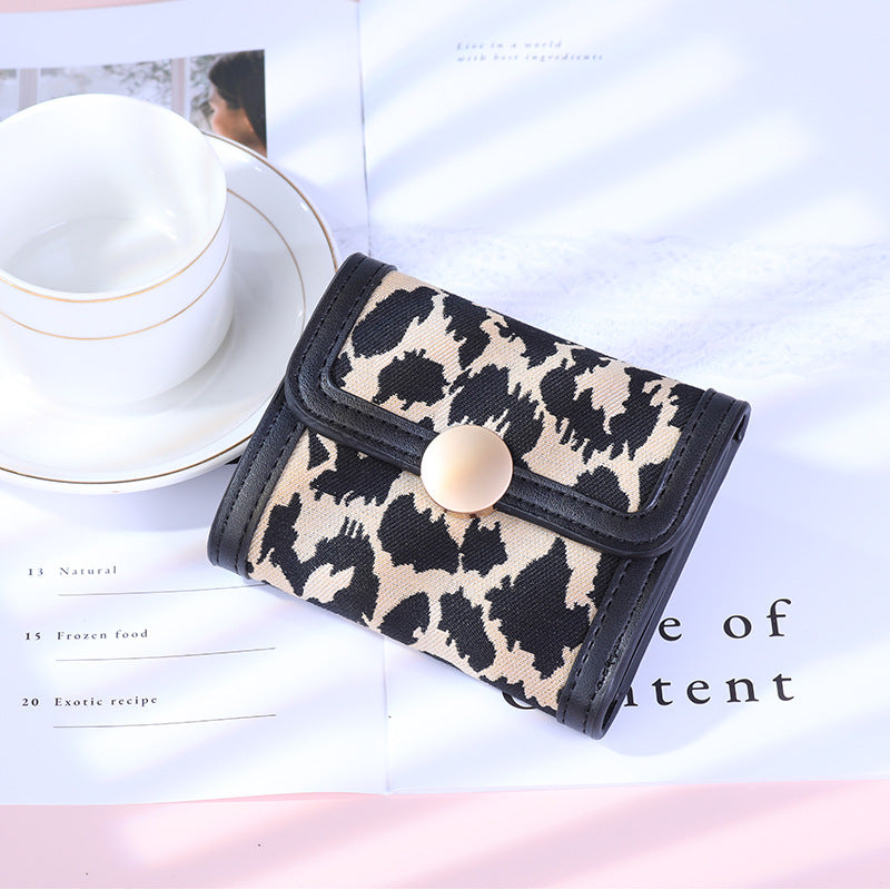 Wholesale PU Leopard Print Short Portable Wallet