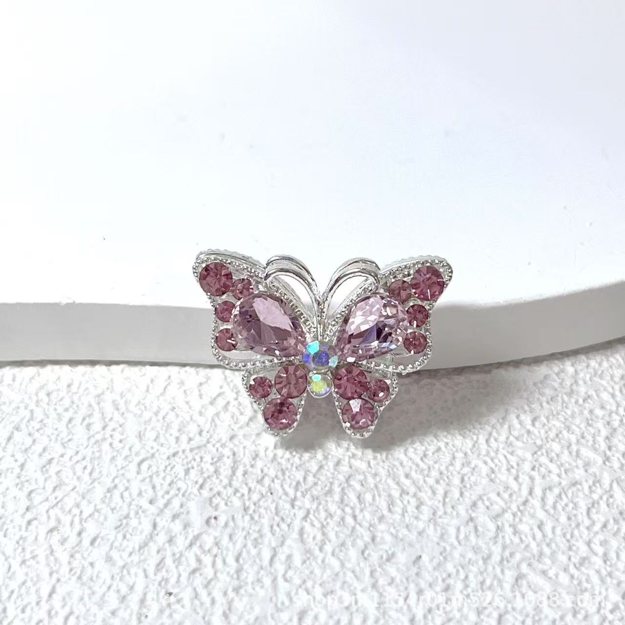 Wholesale  10pcs Crystal Diamond Three Dimensional Butterfly Straight Hole Beads
