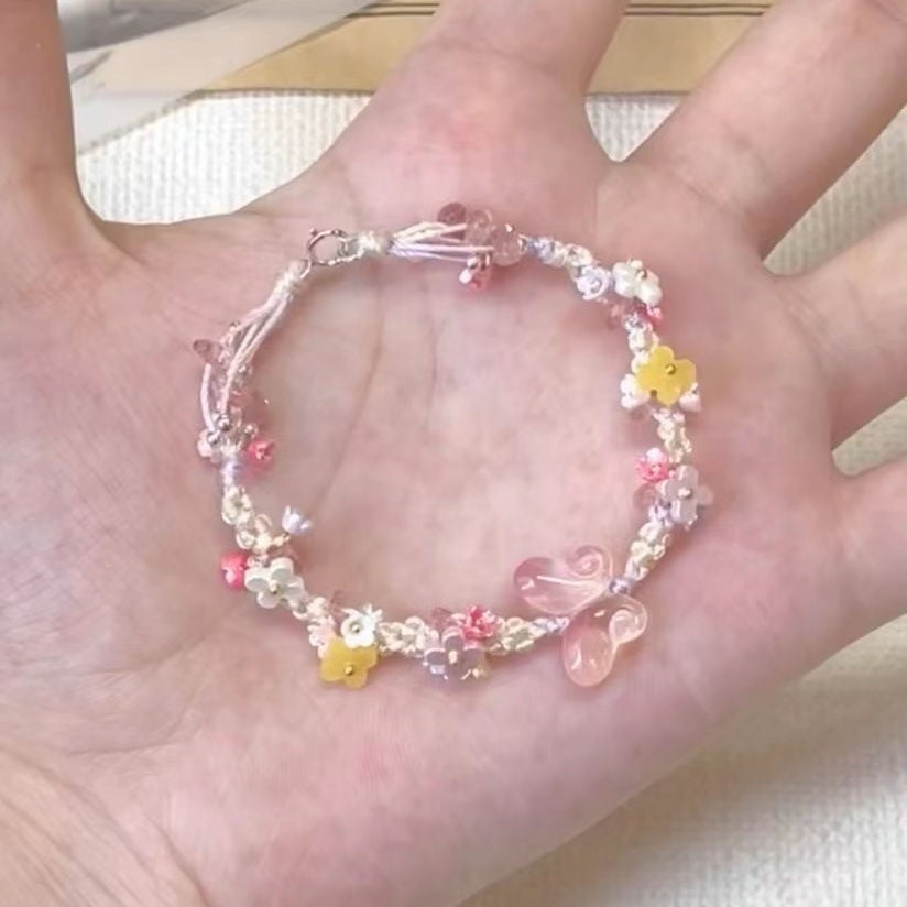 Wholesale Butterfly bracelet flower bracelet braided small fresh hand jewelry