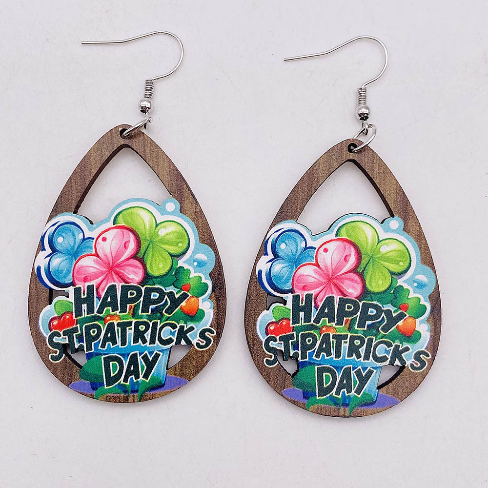 Wholesale New St. Parcret festival Green lucky grass rainbow beard earrings