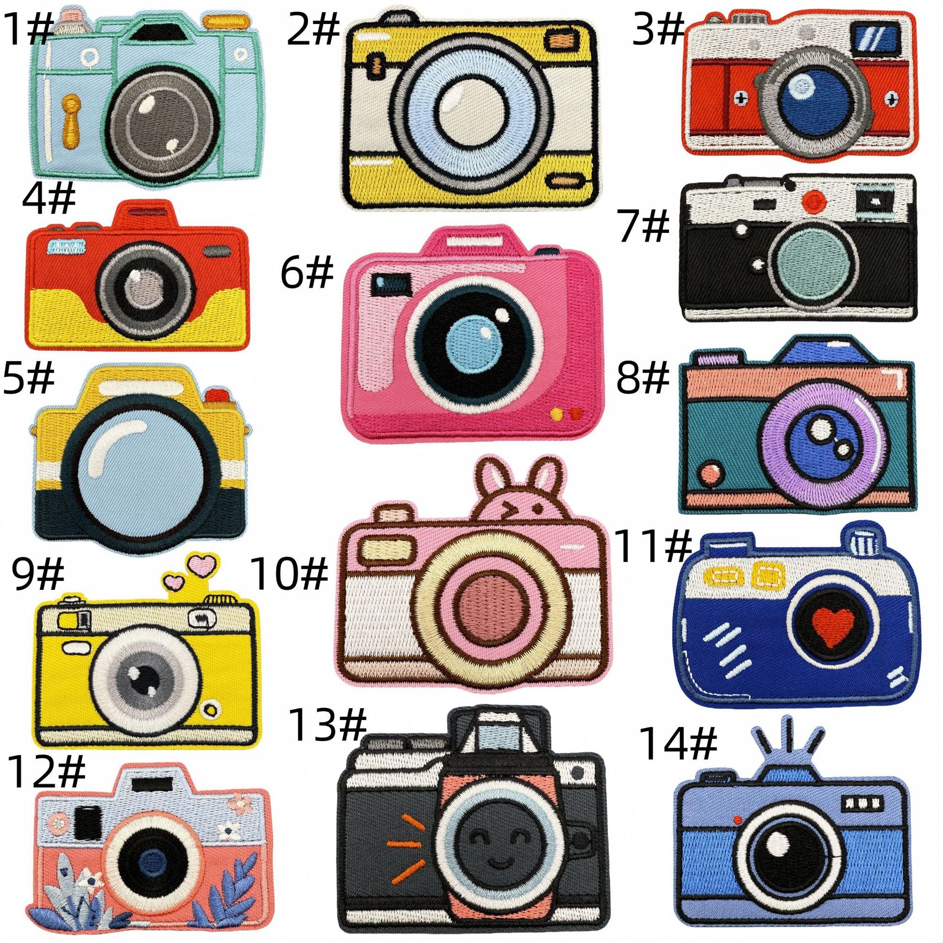 Wholesale Trendy Cartoon Camera Embroidered Iron On Patches For Clothing Decoration DIY Accessory