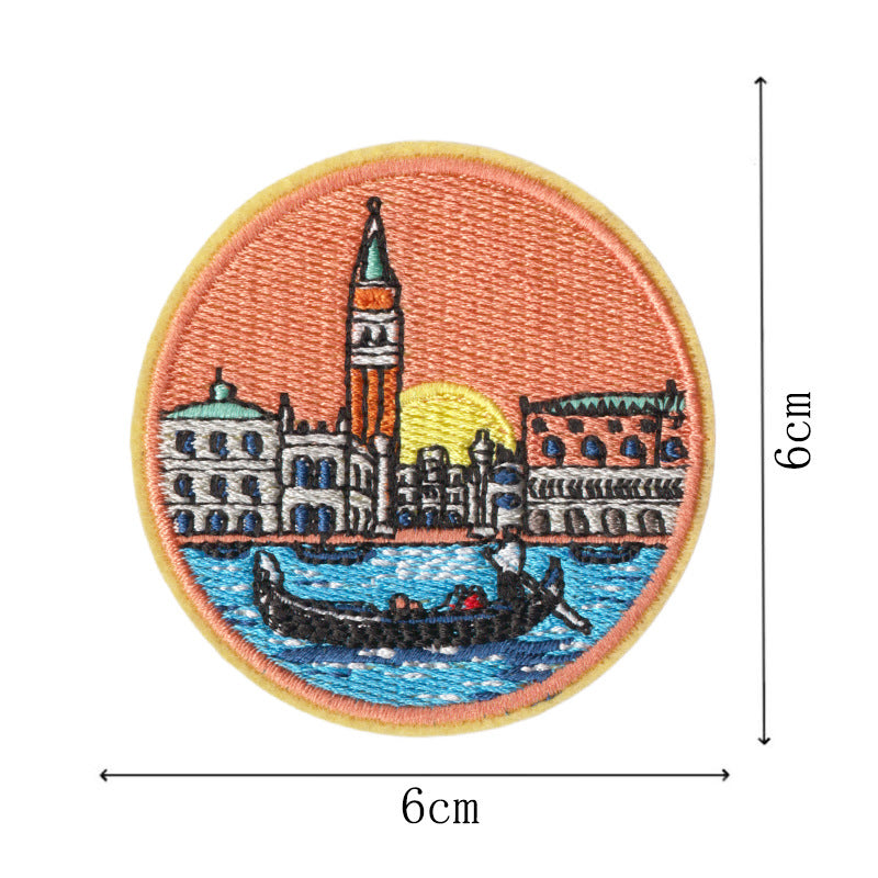 Wholesale World City Landmarks Iron On Embroidered Patches 9 Piece Set DIY Craft Supply Decorative For Clothes Backpack Journal Towel Fashion Accessory Gift
