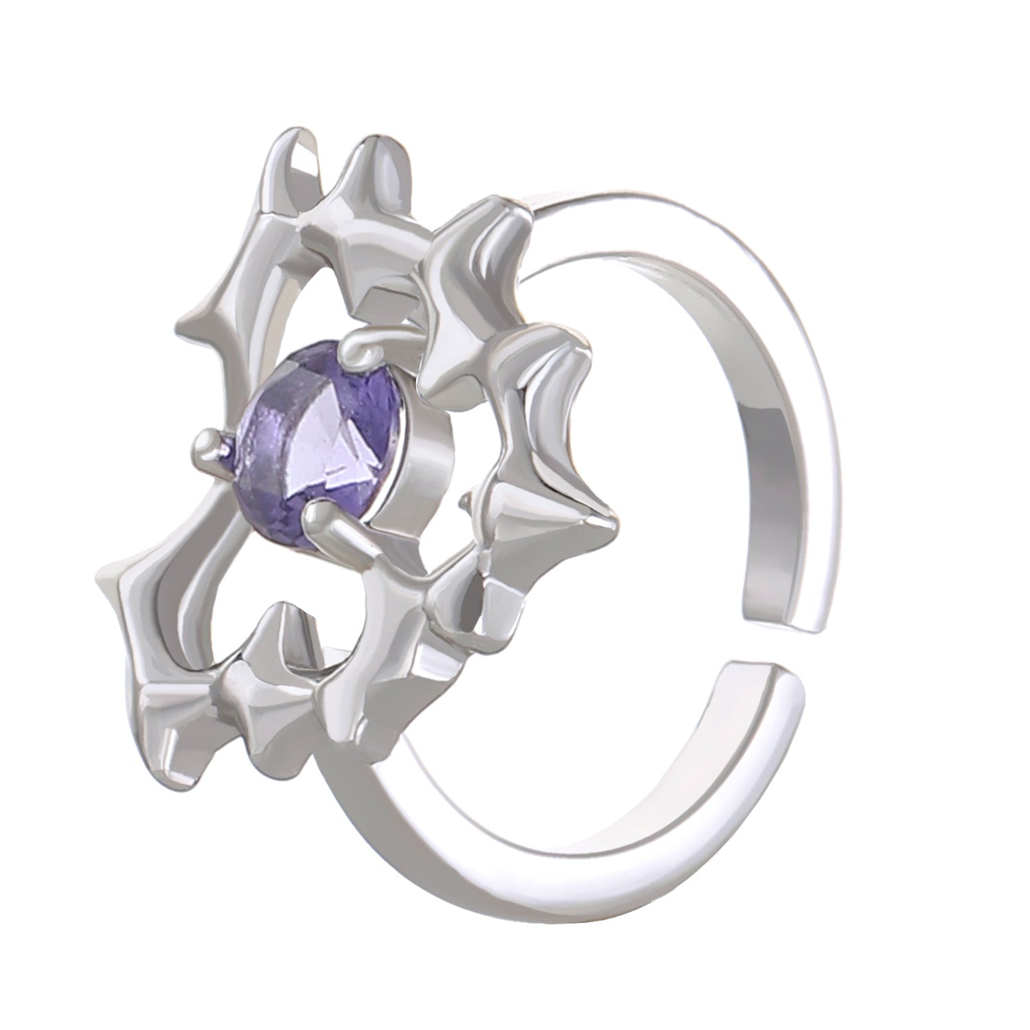 Wholesale Thorn Love Pentagram Zircon Open Finger Alloy Ring