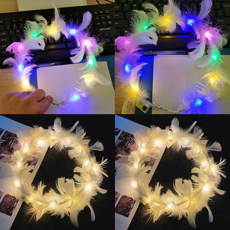 Wholesale Plush Luminous Goose Feather Wreath