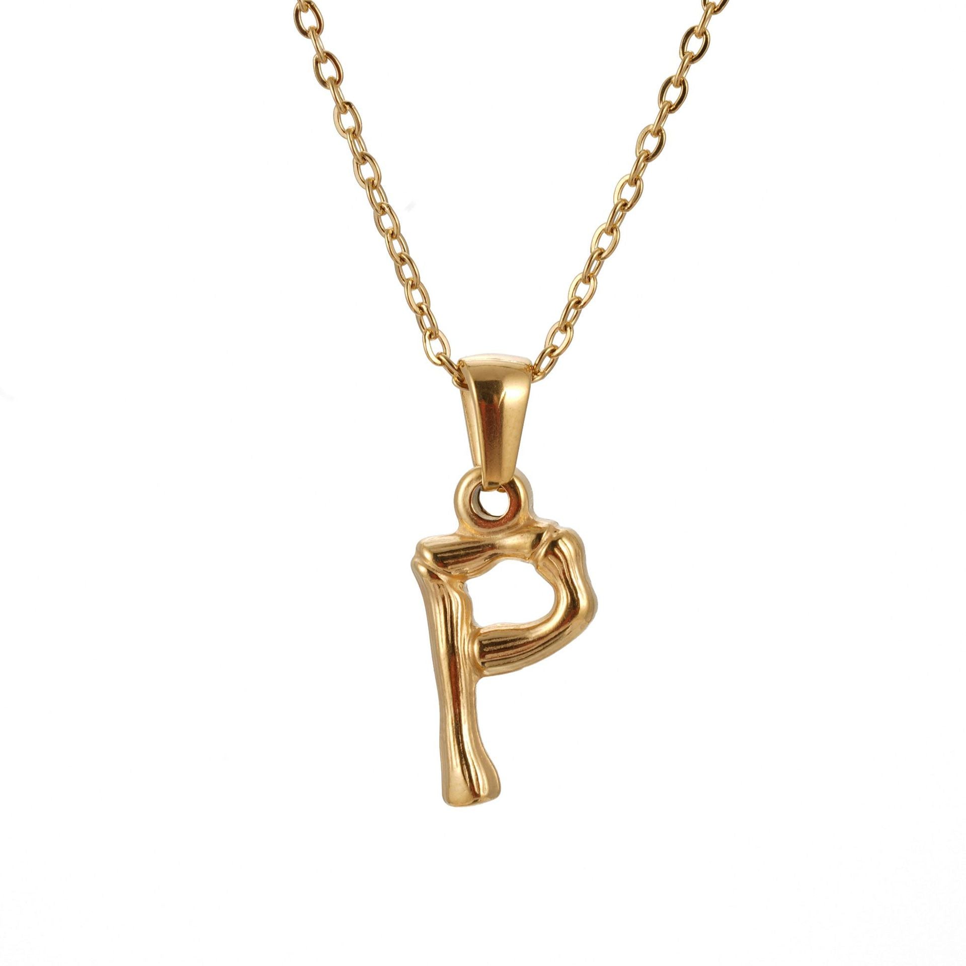 Wholesale Stainless Steel Plated 18K Bamboo Letter Necklace