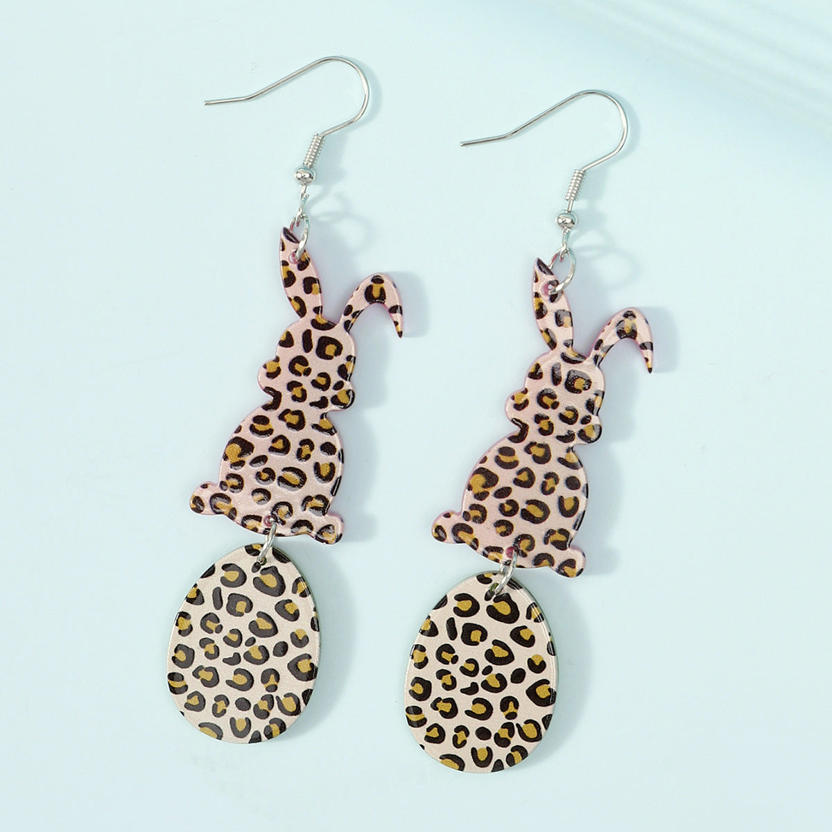 Wholesale Happy Easter rabbit Egg Print Leopard Flower Acrylic Earrings