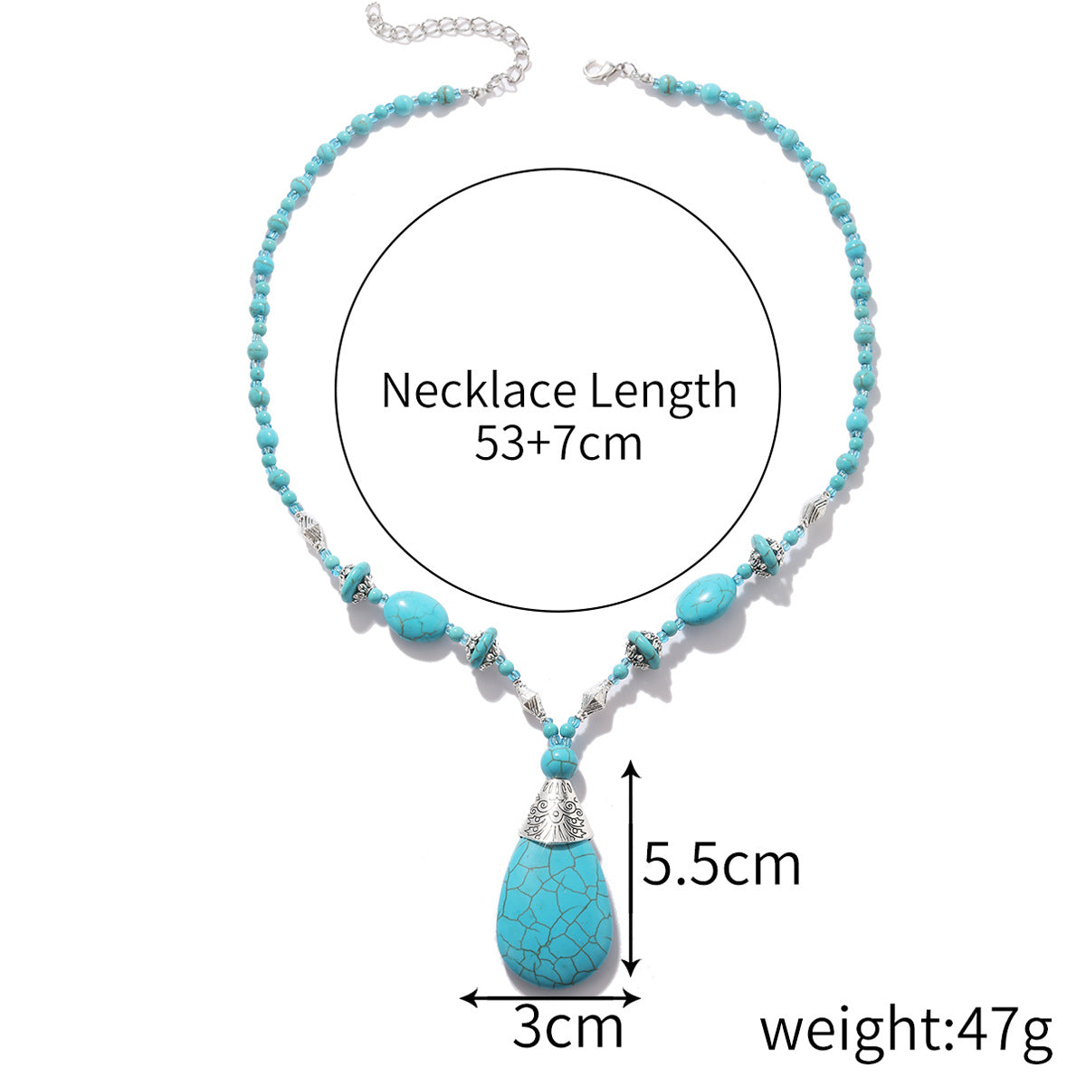 Wholesale Fashion Turquoise Bohemian Ethnic Style Alloy Vintage Silver Natural Stone Bracelets