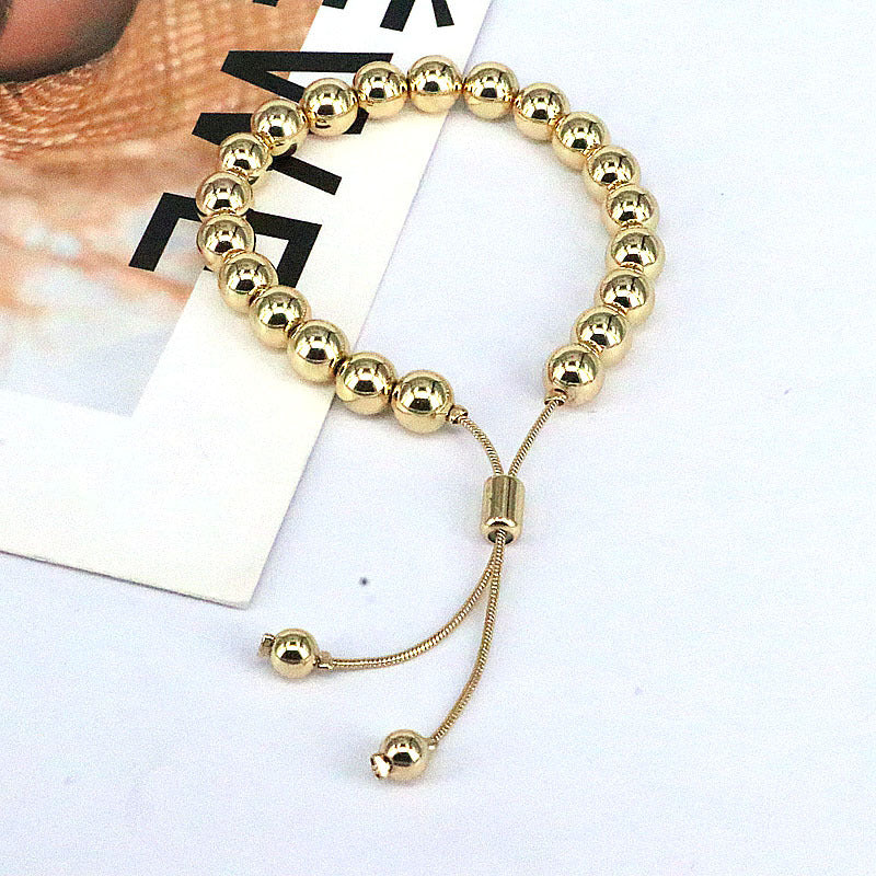 Wholesale Geometric Glossy Round Beads Adjustable Bracelet