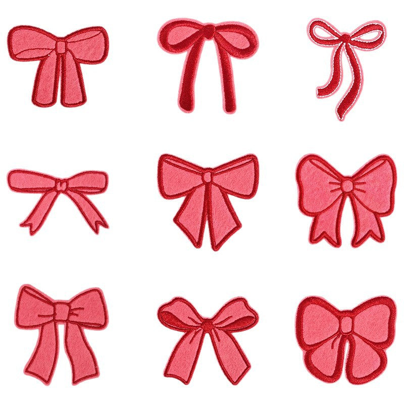 Wholesale Red diverse bow embroidery DIY Patches
