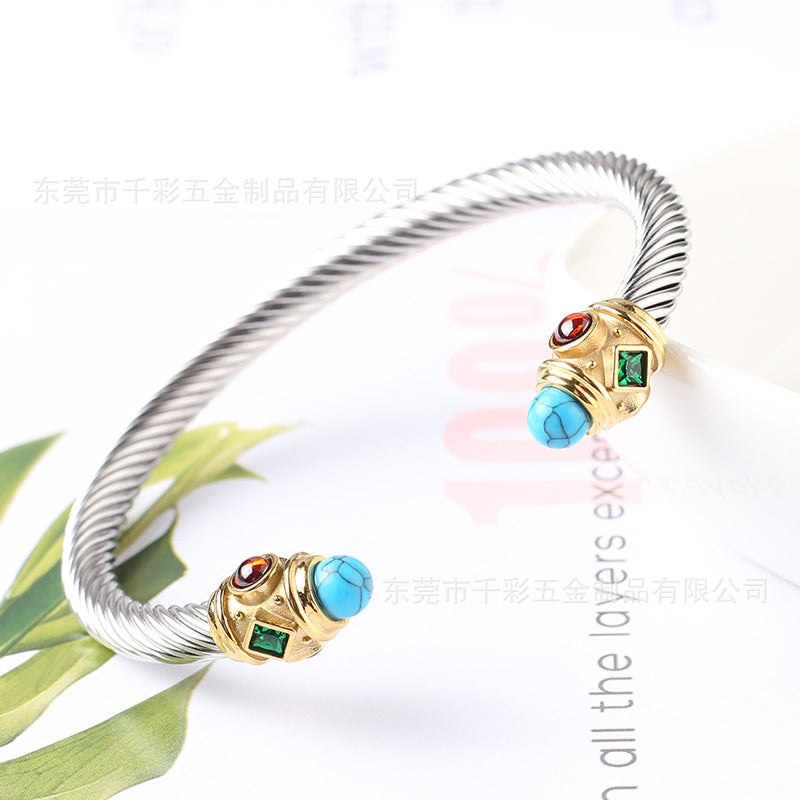 Wholesale Titanium Steel Cable Twist Bracelet