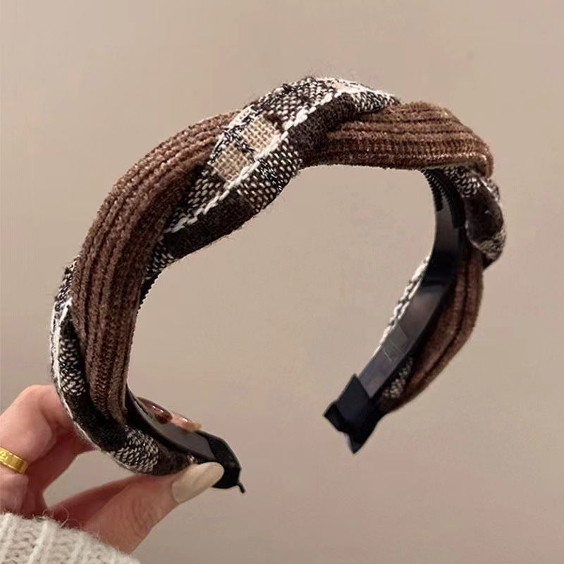 Wholesale Fabric Wide Edge Fried Dough Twists Hair Hoop